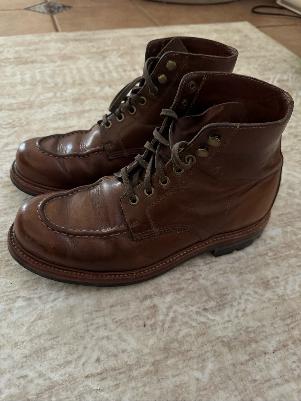 Grant stone Men’s Brown Leather Boots — Classic Lace-Up Work Boot